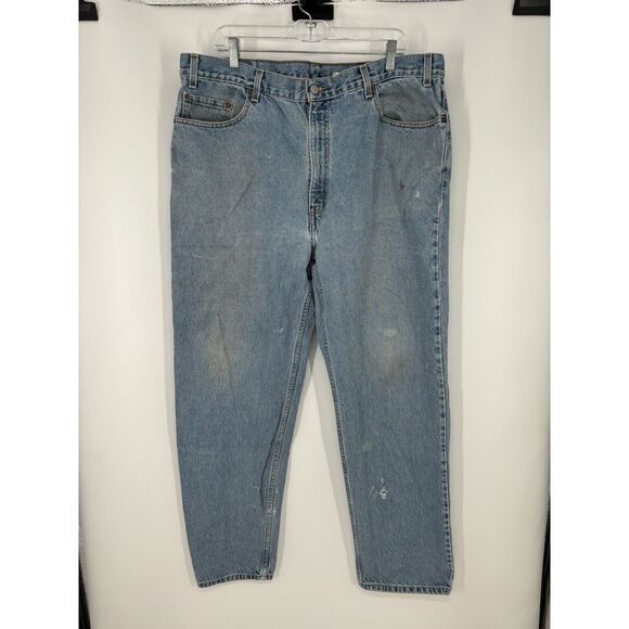 Vintage Y2K Levis Relaxed Straight Leg Distressed Jeans‎ Baggy Mens Size 42x32 - Picture 1 of 9